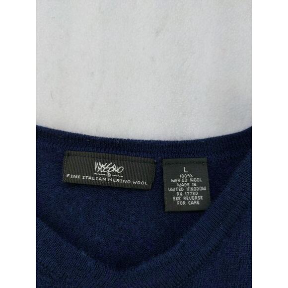 Mossimo Men's Italian 100% Merino Wool Pullover Sweater SZ L Blue Hole - Picture 7 of 9